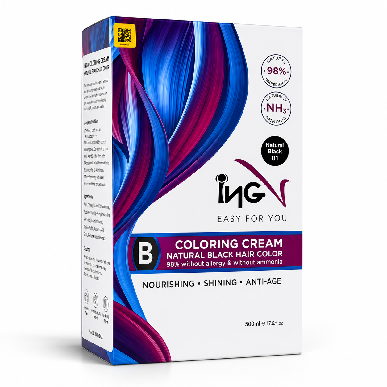 ING Professional Natural Black Hair Color Cream