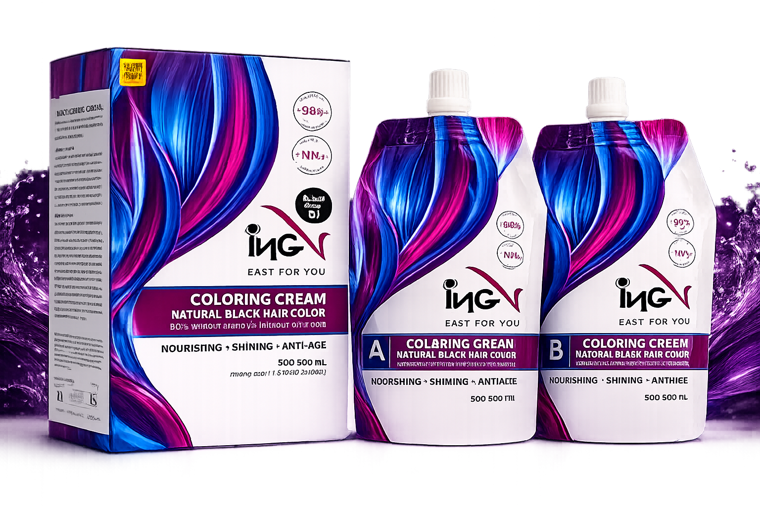 ING Professional Natural Black Hair Color Cream